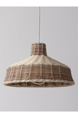 Merve 34x22 cm. Cream & Light Brown Rattan Pendant Lamp - Swordslife