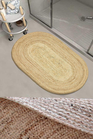 Mesh Gemusterte Rope Jute Mesh Oval Badezimmer Teppich Toilette Sitz Dusche Front Mat - Swordslife