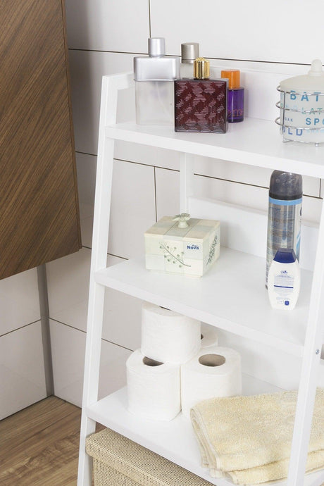 Metal 4 Shelves Bathroom Kitchen Organizer Shelf Multipurpose White Material Cabinet Decorative Bathroom Shelf - Swordslife