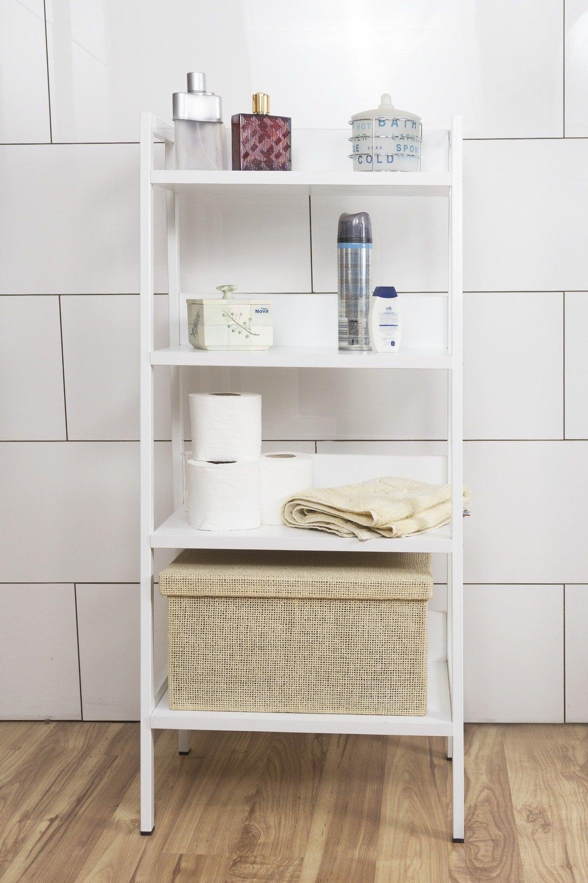 Metal 4 Shelves Bathroom Kitchen Organizer Shelf Multipurpose White Material Cabinet Decorative Bathroom Shelf - Swordslife