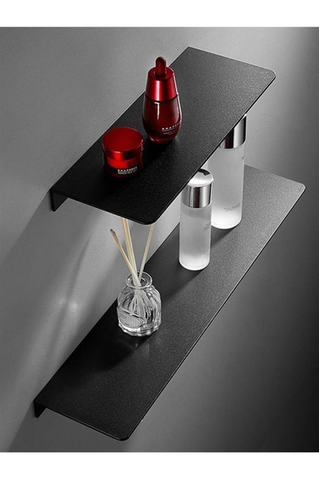 Metal Design Bookshelf Decorative Shelf Wall Shelf Set of 2 Black - Swordslife