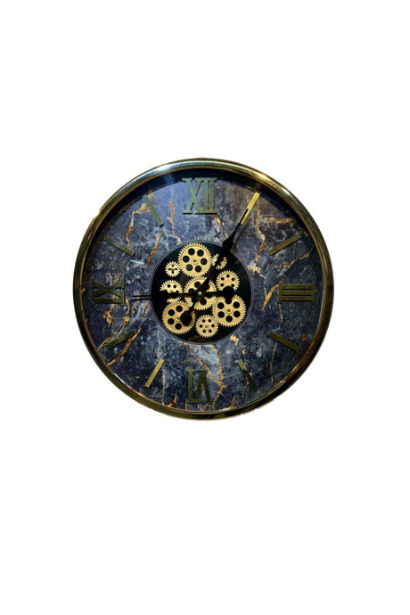 Metal Gold Plated Glass Wall Clock with Active Wheel - Swordslife