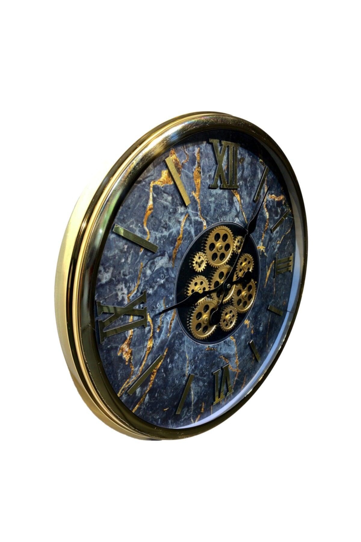 Metal Gold Plated Glass Wall Clock with Active Wheel - Swordslife