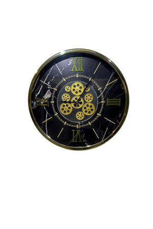 Metal Gold Plated Glass Wall Clock with Active Wheel - Swordslife