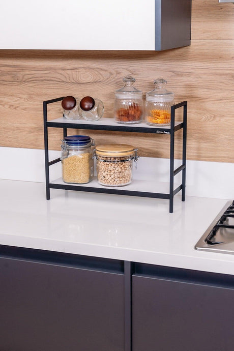 Metal Table Serving Rack 2 Shelves Decorative Kitchen Bathroom Organizer - Swordslife
