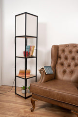 Metal Wooden Shelf Floor Lamp Bookshelf Lampshade - Swordslife