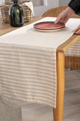 Milky Brown Striped Linen Fabric 42x150 Cm Runner Table Cloth - Swordslife