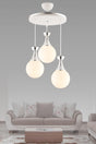 Minel 3 Pcs Tray White Chrome Golp Glass Chandelier - Swordslife