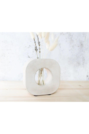Minimalist Round Concrete Vase - Handmade Concrete Vase - Vase For Dry Flowers - Swordslife