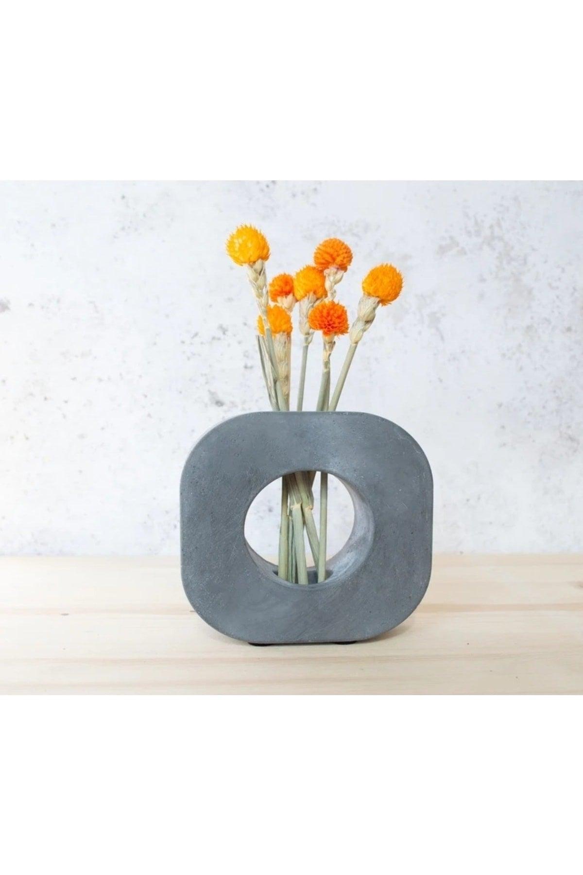 Minimalist Round Concrete Vase - Handmade Concrete Vase - Vase For Dry Flowers - Swordslife