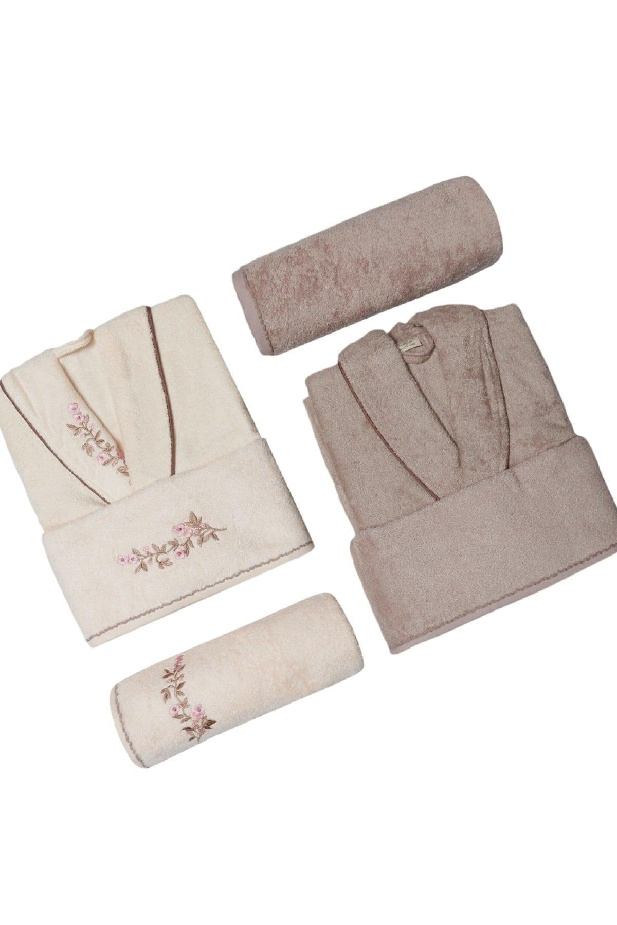 Mink-Beige Bamboo Cotton 6 Piece Family Bathrobe Set - Swordslife