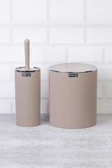 Mink Chrome Striped Round Wc Bucket And Brush Set - Swordslife