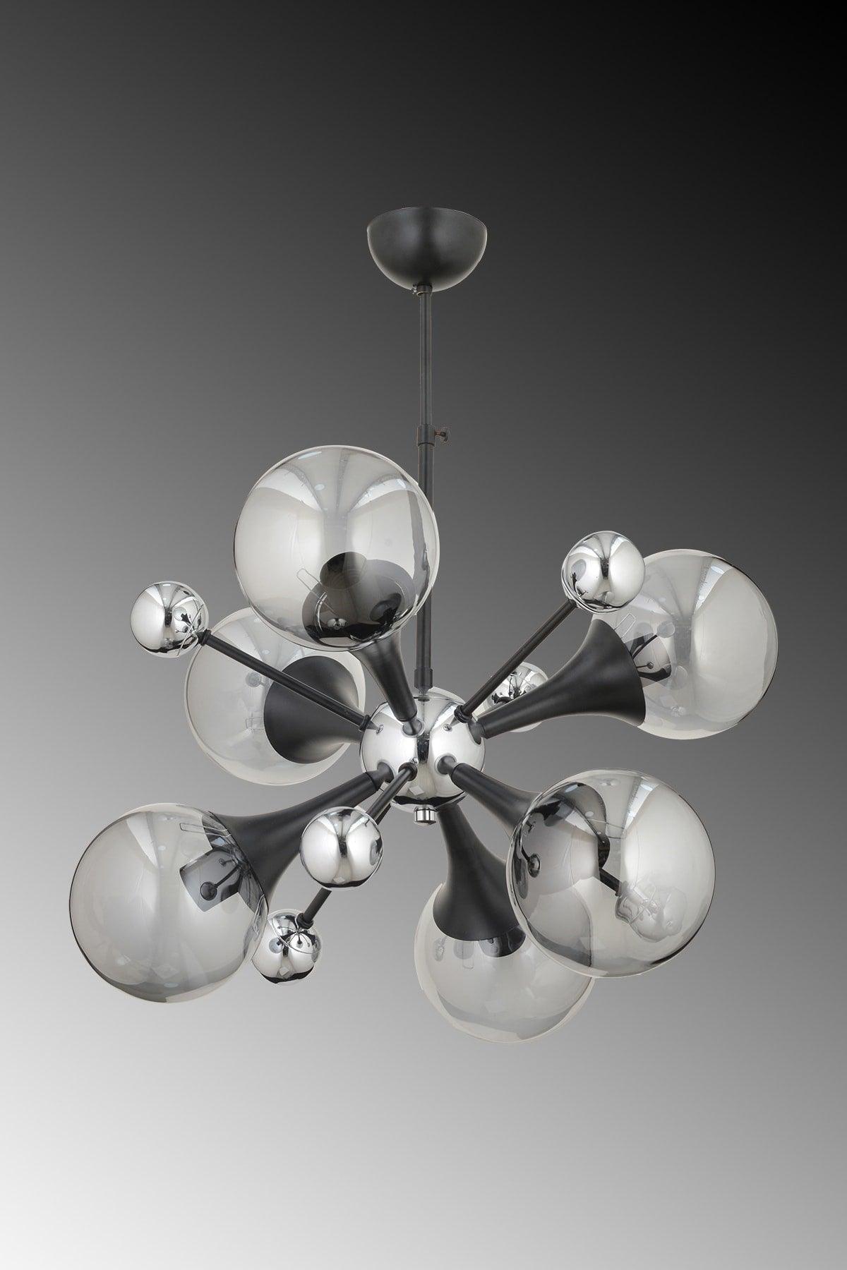 Mira 6 Modern Smoked Globe Glass Chandelier - Swordslife