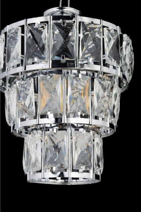 Miraç 3 Tier Crystal Silver Chandelier - Swordslife