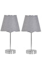 Mirza 2 Pcs Metal Leg Chrome Lampshade Table Lamp Gray - Swordslife