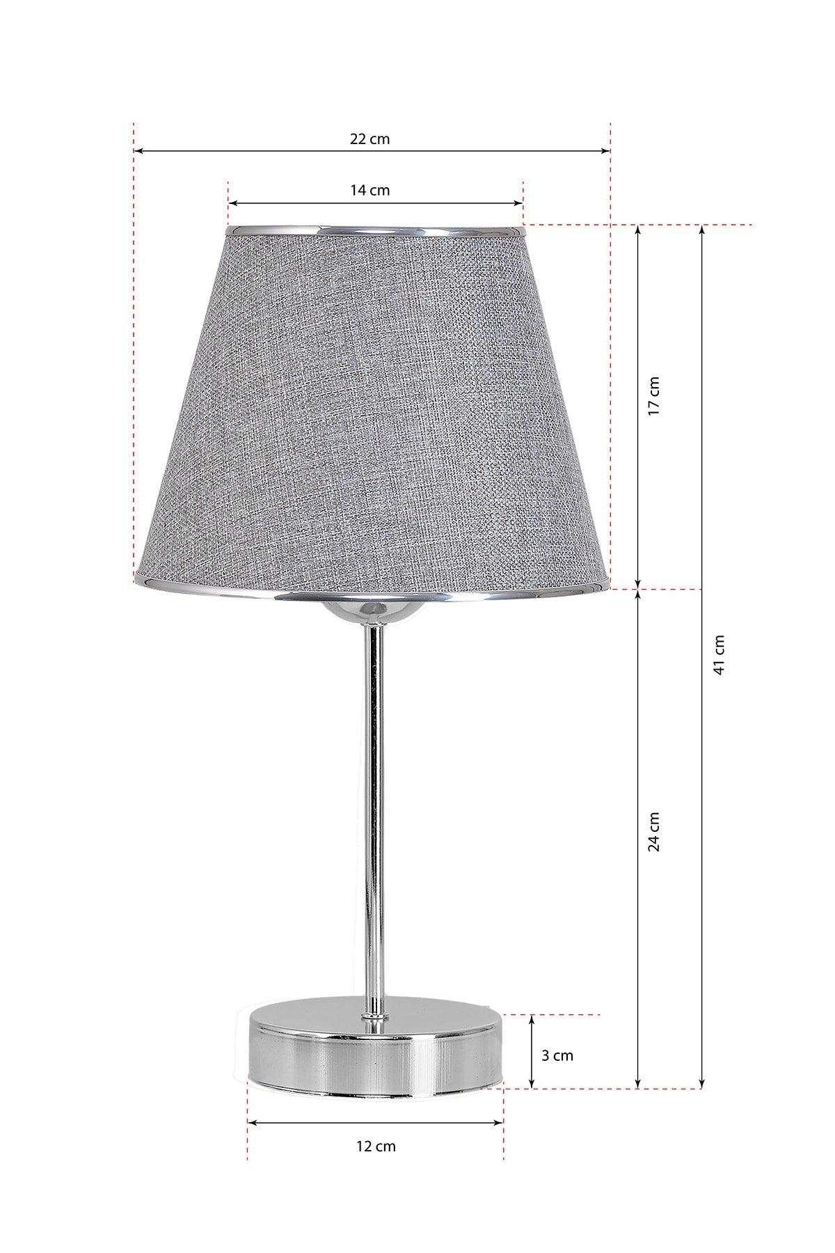 Mirza 2 Pcs Metal Leg Chrome Lampshade Table Lamp Gray - Swordslife