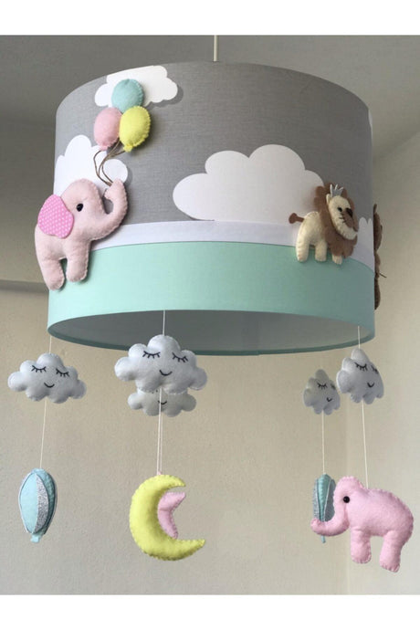 Mixed Animal Figured Pink Mint Baby Kids Room Chandelier - Swordslife