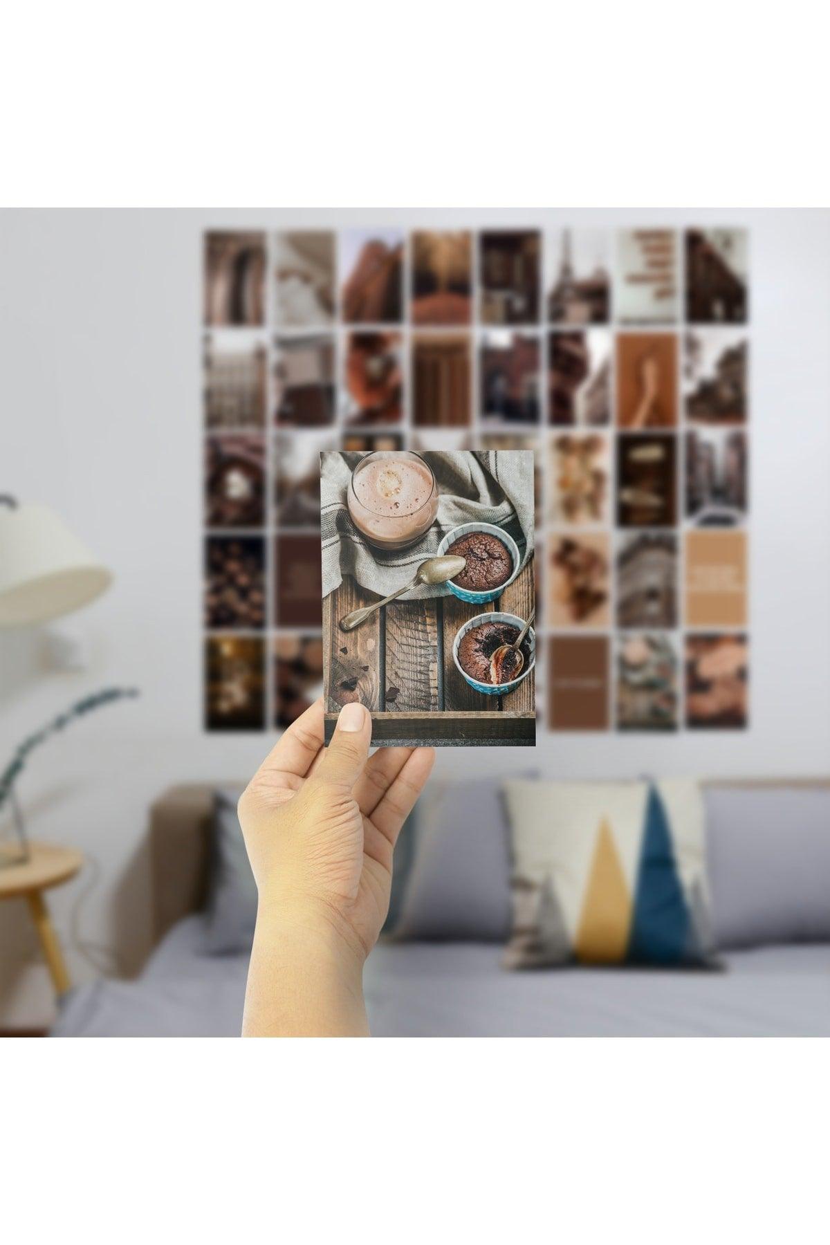 Mocha Wall Poster Collage Set - 40 Pieces - Adhesive Back - Coffee Themed Poster Set - 10cm*15cm - Swordslife