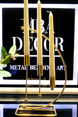 Modell Nota Metal 3 Lü Damascus Triple Kerzenhalter Dekorative Kerzenhalter 25cm Edelstahl Plating Home Dekoration - Swordslife