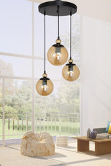 Modern Triple Alvina Round Honey Glass Pendant Lamp Chandelier - Swordslife