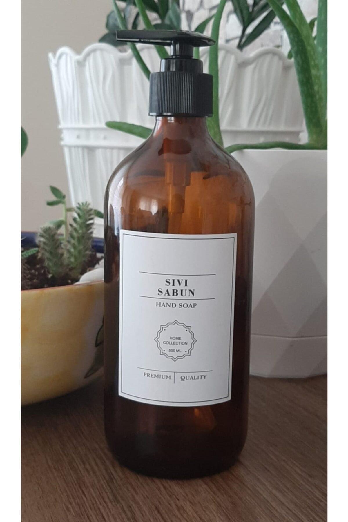 Modern Amber Glass Liquid Soap Bottle 500 ml