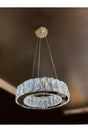 Modern Chrome Pendant Lamp Crystal Stone Power Led 3 Colors Chandelier - Swordslife