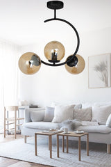 Modern Crescent Black 3 Plafonyer Honey Glass Chandelier - Swordslife