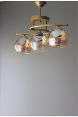 Modern Decorative Tumbled Honey Glass Fuji 3-Set Chandelier - Swordslife