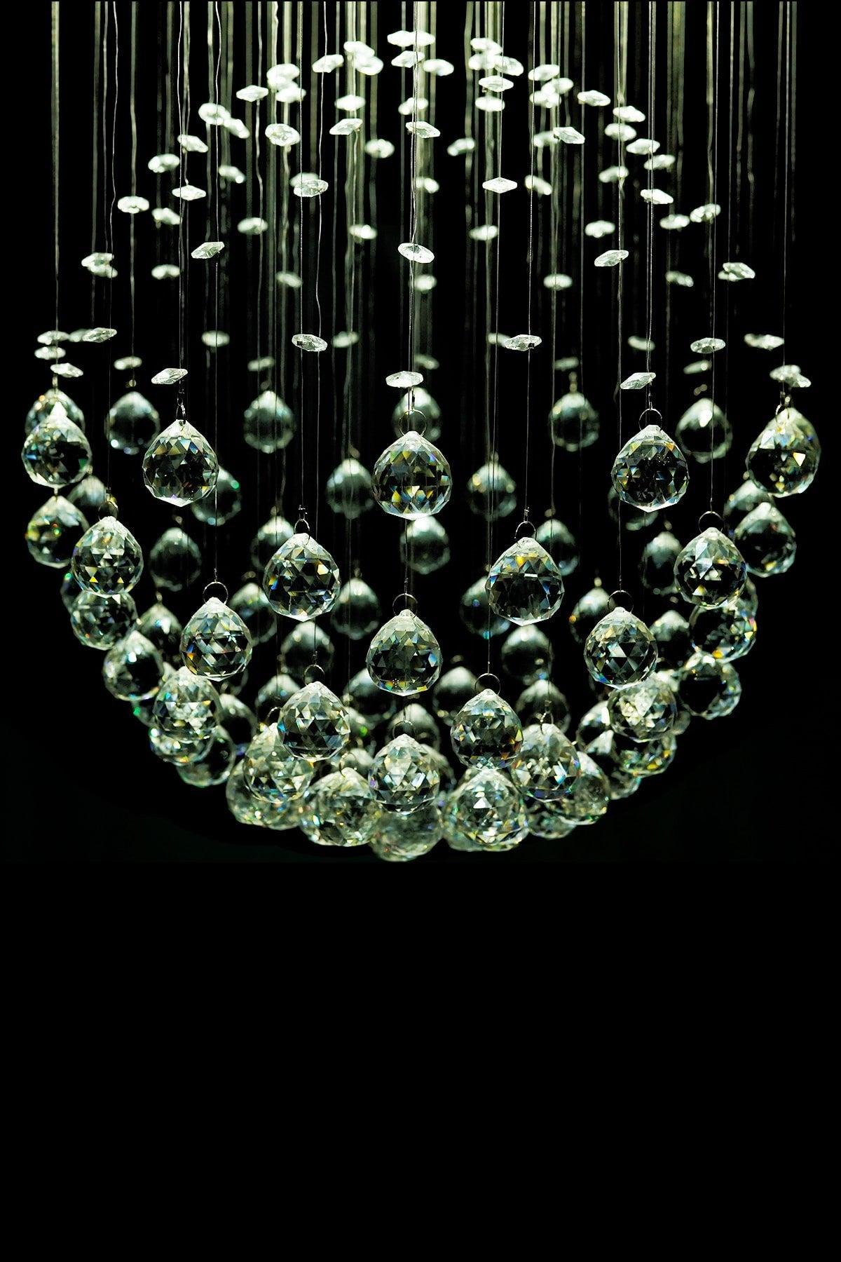 Modern Design 42 cm 6 Socket Model Lined Crystal Stone Chandelier - Swordslife