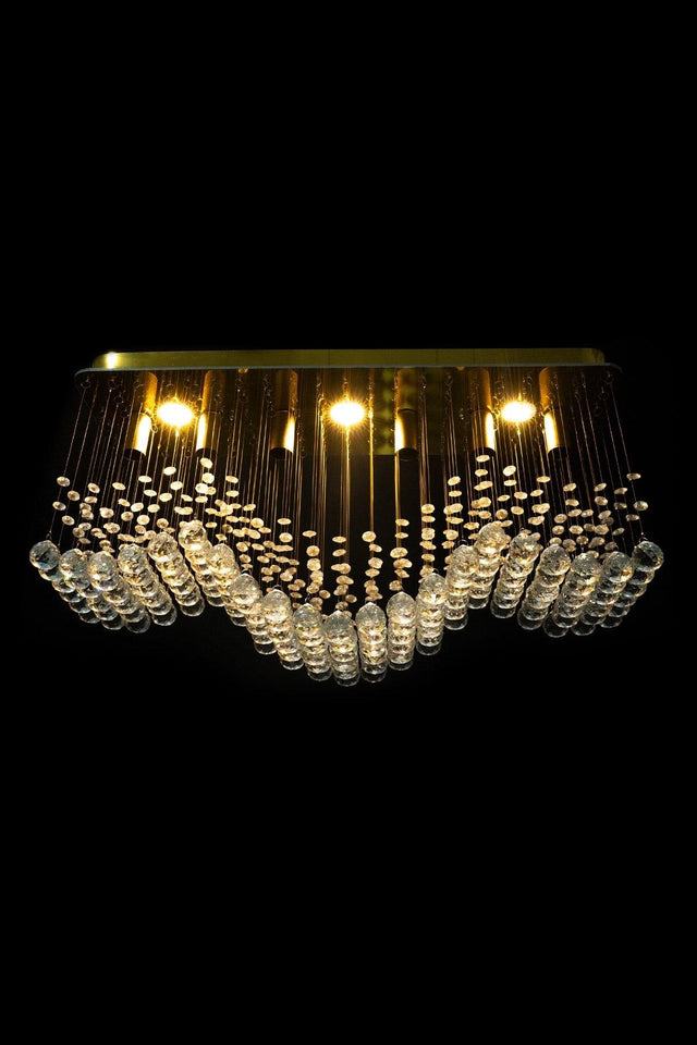 Modern Design 70*20 Cm / 6 Sockets Lux Model Crystal Stone Lined Chandelier - Swordslife