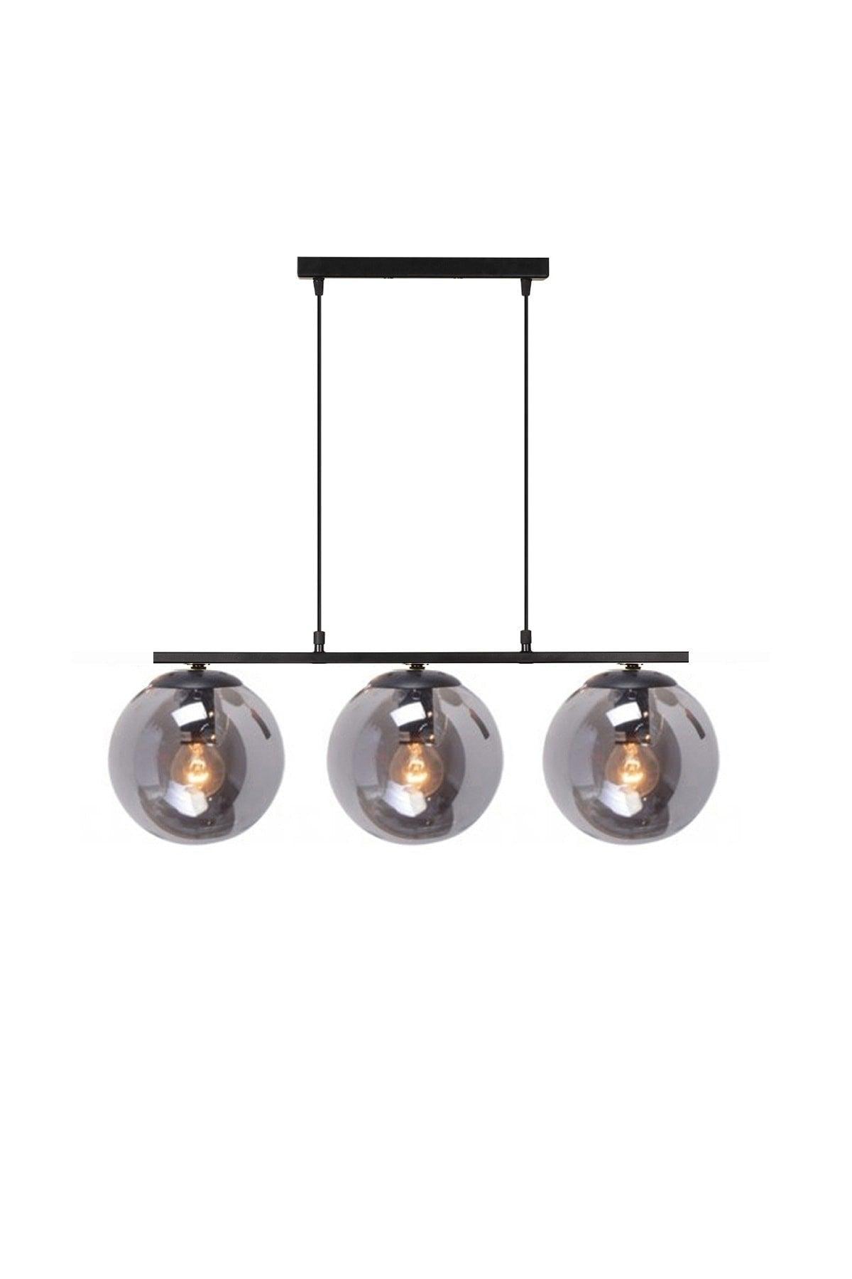 Modern Smoked Glass Sequential Pendant Lamp Chandelier Triple - Swordslife