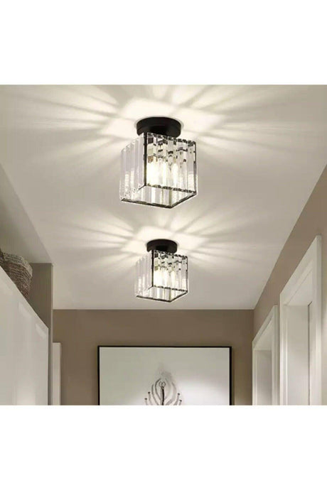 Modern Luxury Plafonier Ceiling Chandelier Hall Hall Black Square Crystal Stone Chandelier - Swordslife