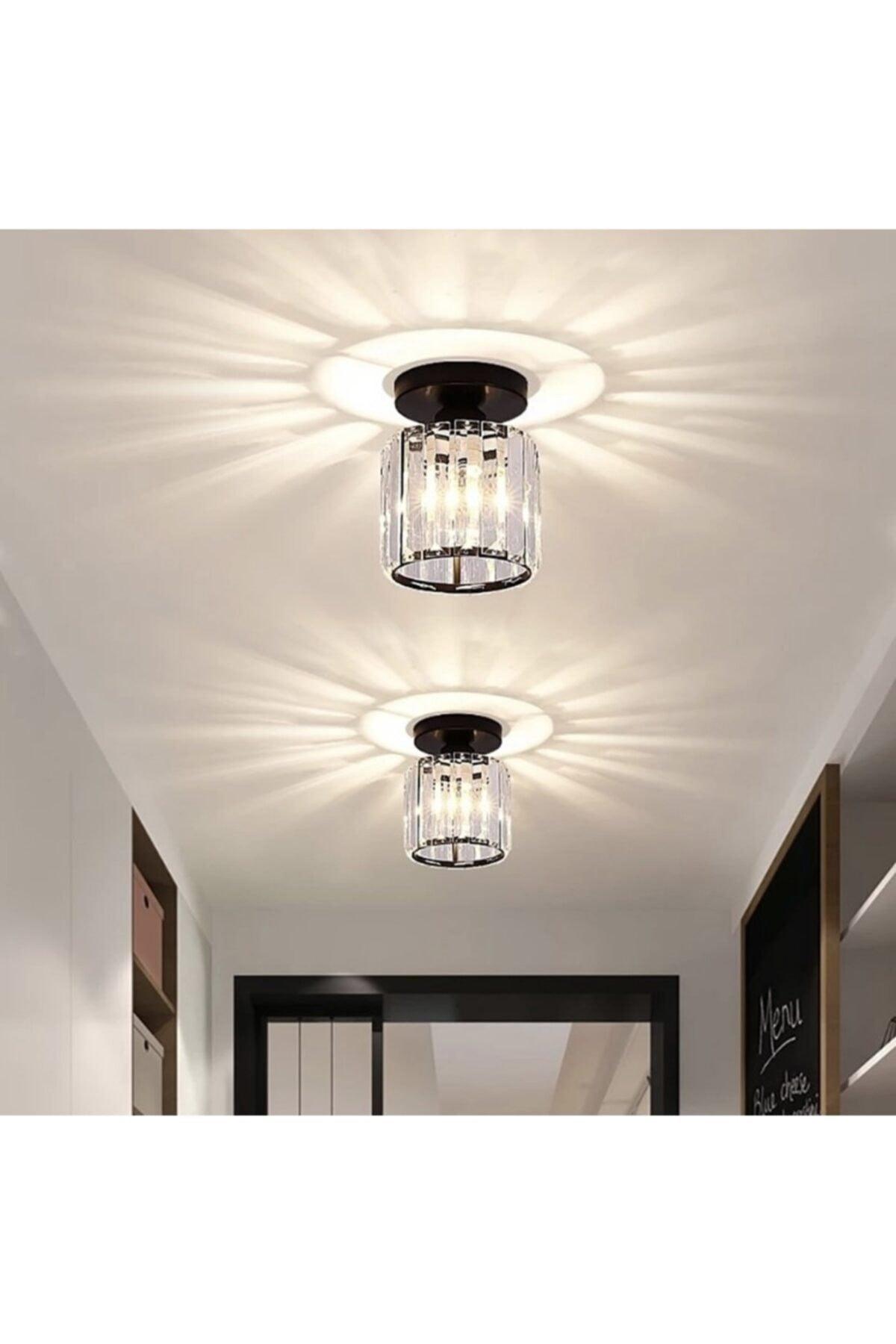 Modern Luxury Plafonier Ceiling Crystal Stone Chandelier Hallway Chandelier Black - Swordslife