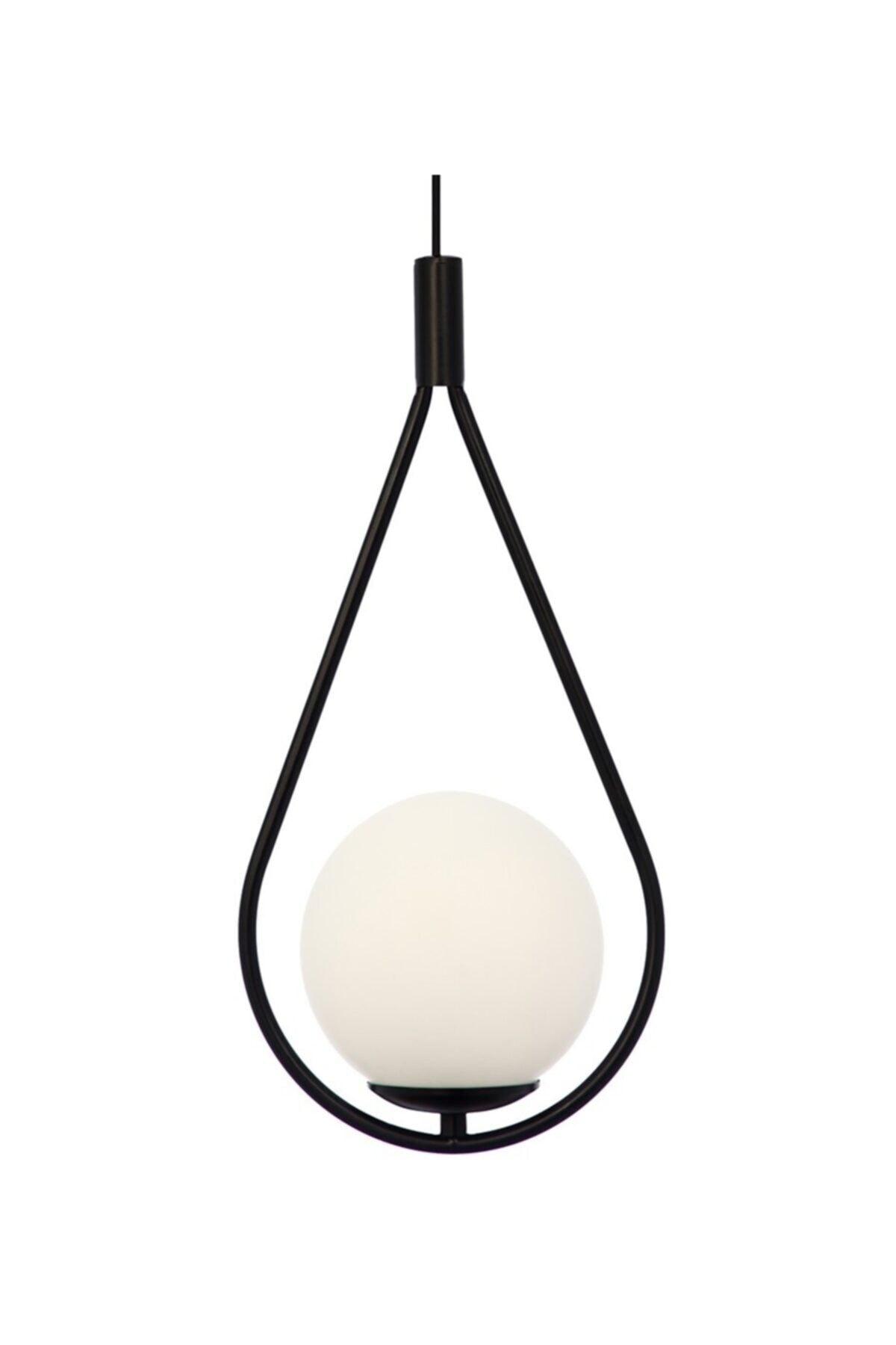 Modern Mono Single White Glass Black Chandelier - Swordslife