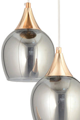 Sante 3 Piece Gold Smoked Glass Modern Pendant Lamp