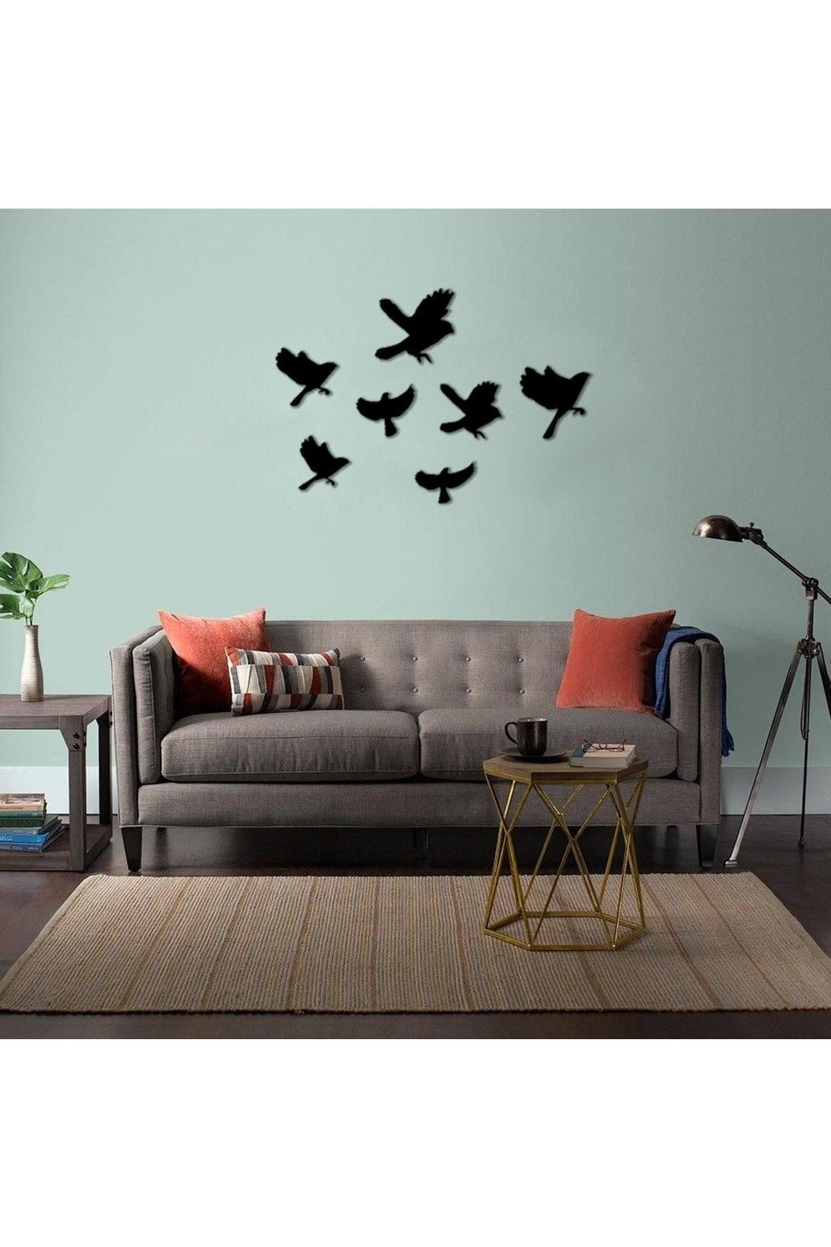 Modern Sparrow+7 Bird Wooden Decorative Wall Ornament - Swordslife