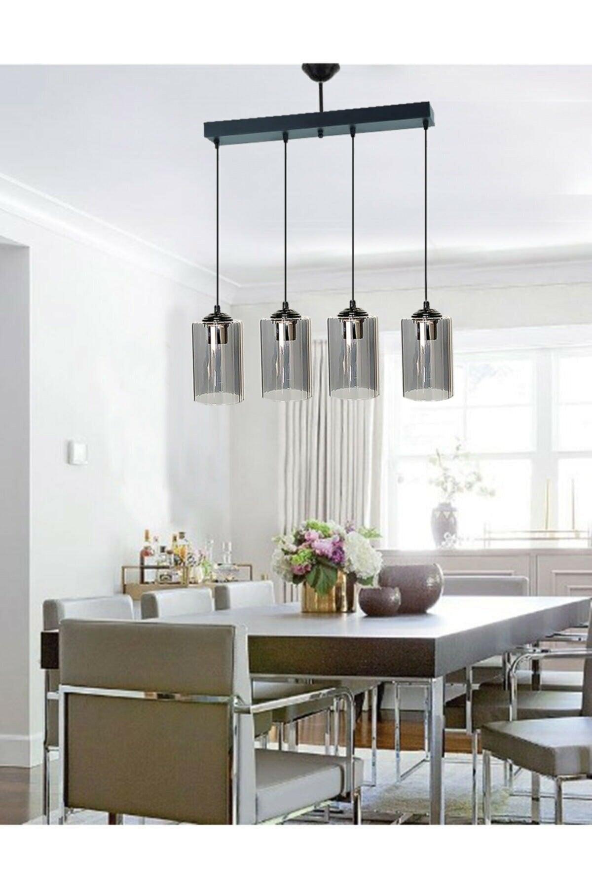 Modern Sport Model Quad Smoked Genuine Glass Pendant Lamp Chandelier - Swordslife