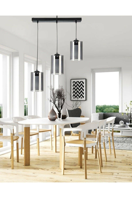 Modern Sport Model Triple Smoked Genuine Glass Pendant Lamp Chandelier - Swordslife