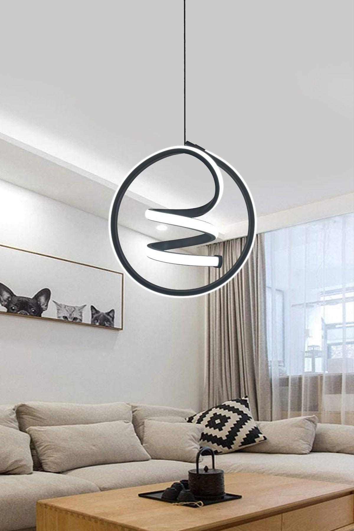 Modern Pendant Lamp Led Chandelier Black Case White Light - Swordslife