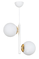 Modern White 2 Piece White Globe Glass Chandelier - Swordslife