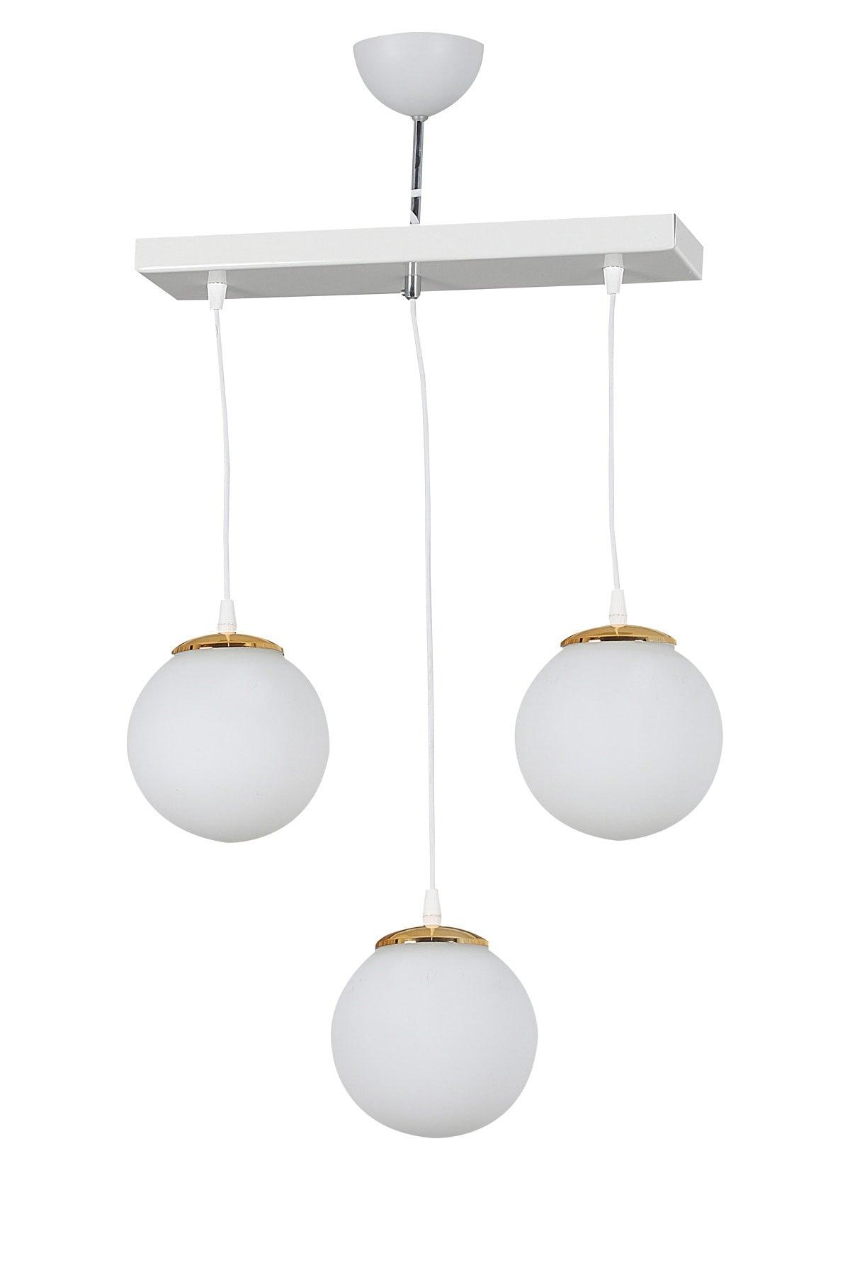 Modern White 3 Row Suspended Pendant White Globe Glass Luxury Chandelier - Swordslife