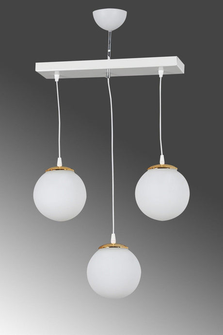 Modern White 3 Row Suspended Pendant White Globe Glass Luxury Chandelier - Swordslife