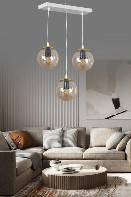 Modern White 3 Row Suspended Pendant Honey Glop Glass Luxury Chandelier - Swordslife