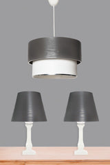 Moderno Chandelier And Lampshade Set Gray White Mdrn-45 - Swordslife