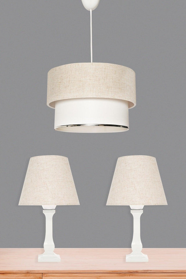 Moderno Chandelier And Lampshade Set Straw Cream Mdrn-45 - Swordslife