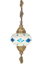 Mosaic Lamp Ottoman Authentic Colored Glass Handmade Boho Pendant Lamp, Blue White - Swordslife