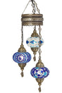 Mosaic Lamp Ottoman Authentic Colored Glass Handmade Boho Pendant Lamp Chandelier, 3 Large Glass,95cm - Swordslife