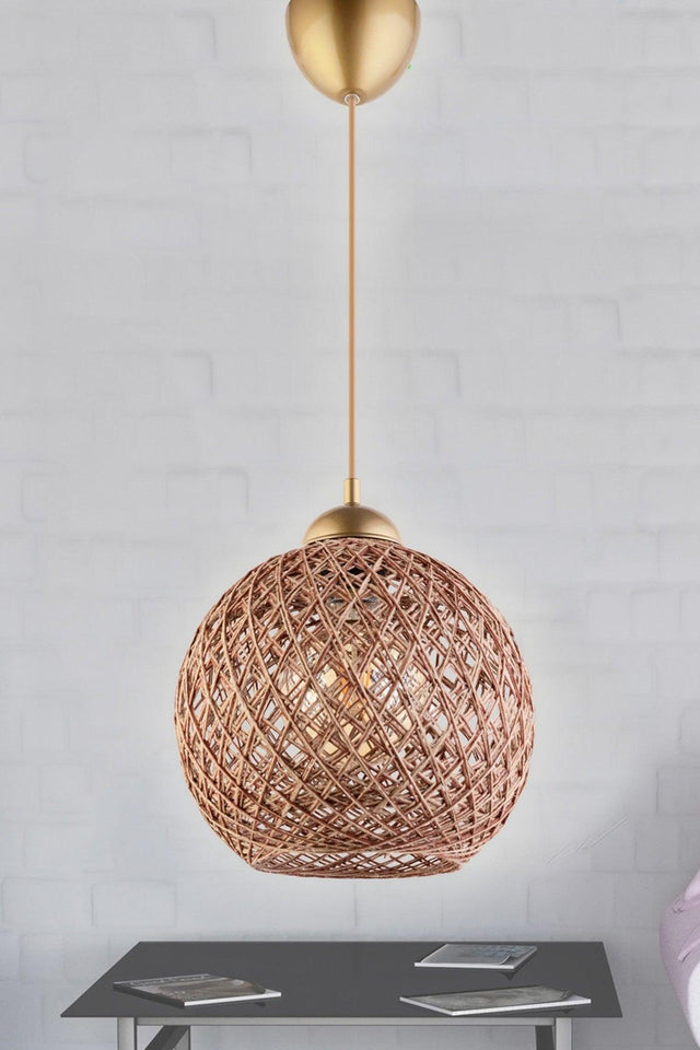 Mudulight Balle Single Pendant Jute Brown Hsra-44 - Swordslife