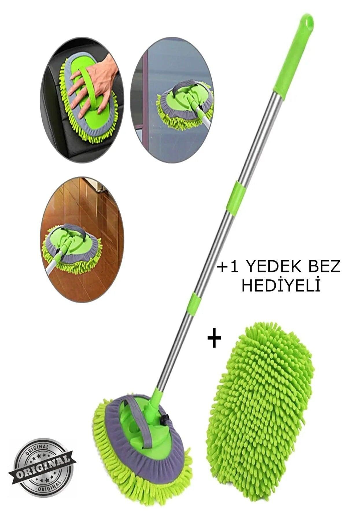 Multifunctional 2 In 1 Chenille Microfiber Car Washer Mop Cleaning Brush Telescopic Long Handle - Swordslife