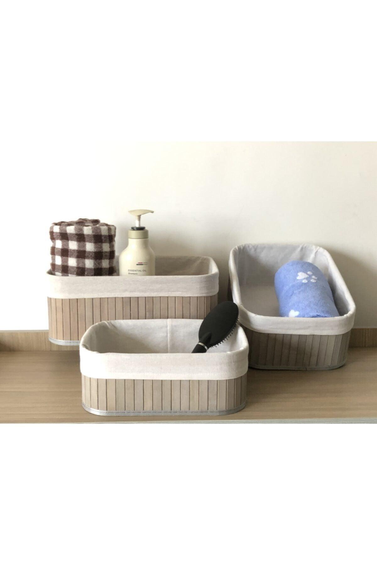 Multi-Purpose Decorative Bathroom Bamboo Basket Set of 3 - Swordslife